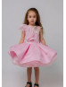 Beaded Pink Satin Lace Flower Girl Dress